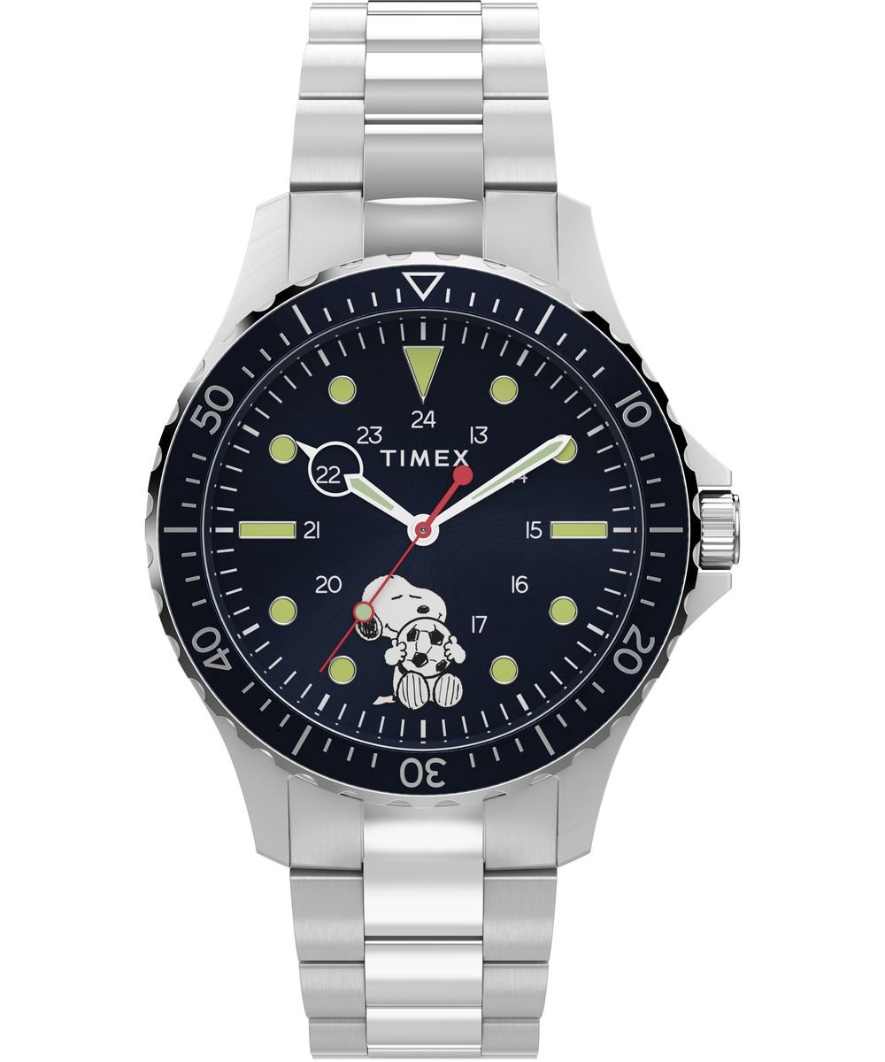 Timex Peanuts Navi Snoopy Soccer TW2Y53900 Horloge - Staal - Zilverkleurig - Ø 41 mm