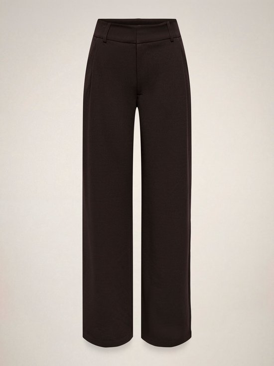 Effeen bruine wijde broek met hoge taille en riemlusjes, op een lichte achtergrond.