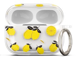 kwmobile Hoes compatibel met Apple Airpods Pro 3 Case - Zachte TPU beschermhoes - Cover in geel / transparant citroenen design