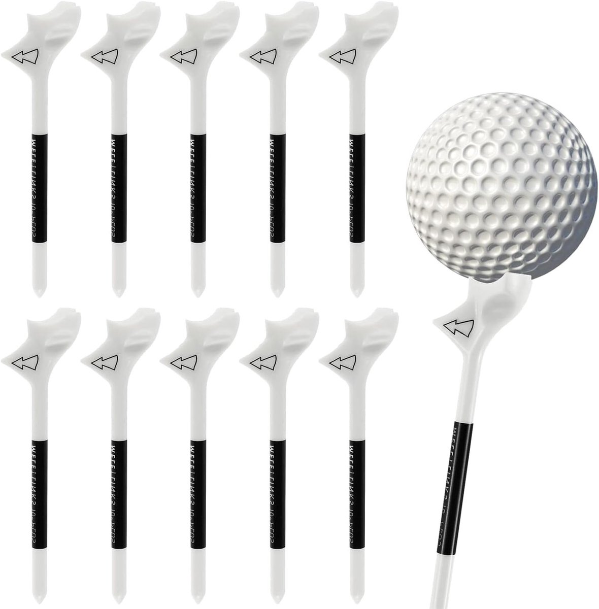 Set van 10 Herbruikbare Golf Tees van Plastic, Slijtvast en Duurzaam, Verminder Frictie en Zijdelingse Rotatie voor een Betere Golfervaring