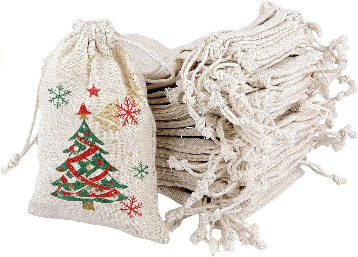 50 Stuks 10 x 15 cm Ademend en Draagbaar Trekkoord Tas, Katoenen Gift Bags voor Cadeaus en Organisatie