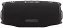 Enceinte JBL Charge 6 noire avec boutons sur le dessus et port USB-C à l'avant.