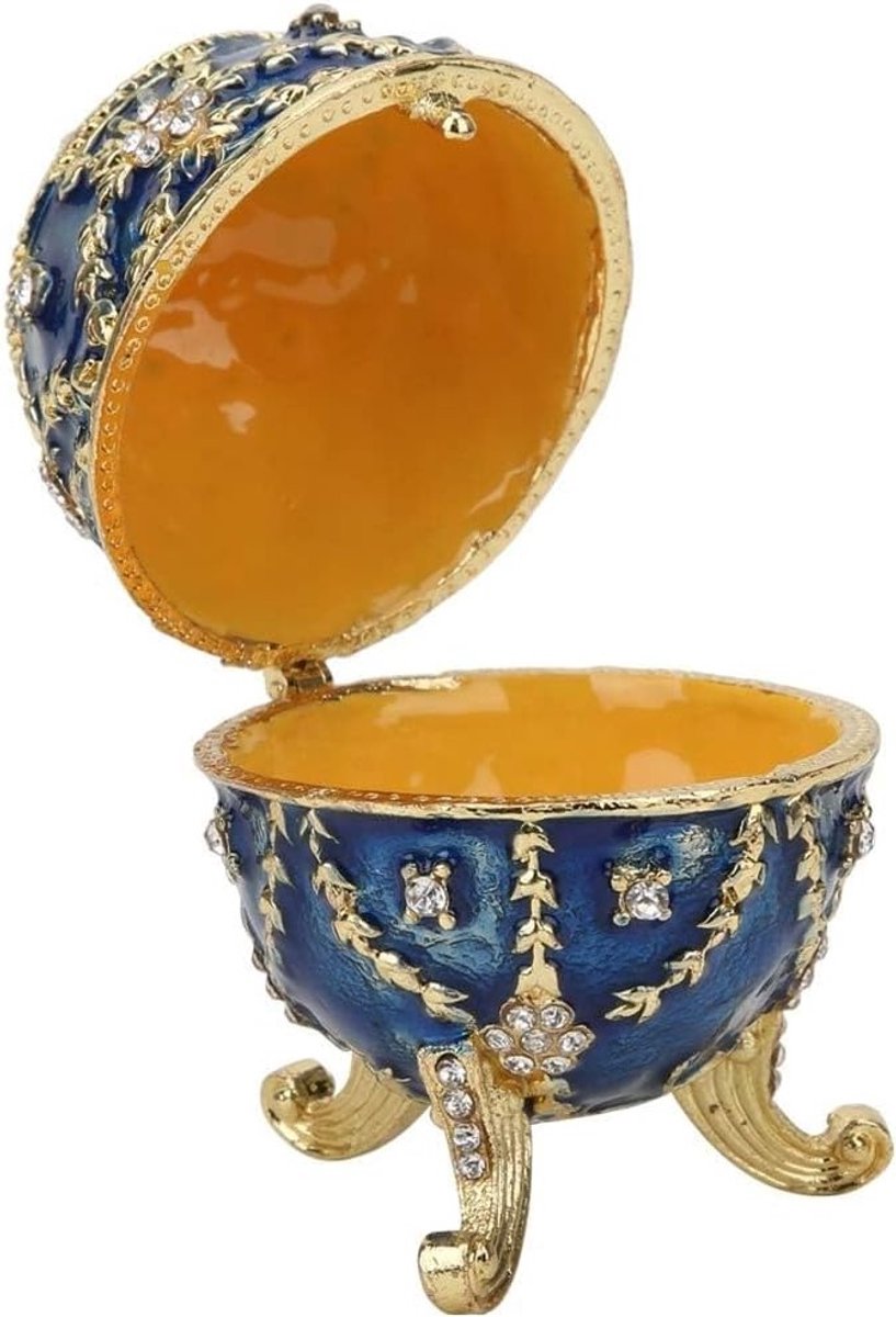 Decoratieve Handgeschilderde Eivormige Trinketdoos met Scharnier voor Sieraden en Ringen