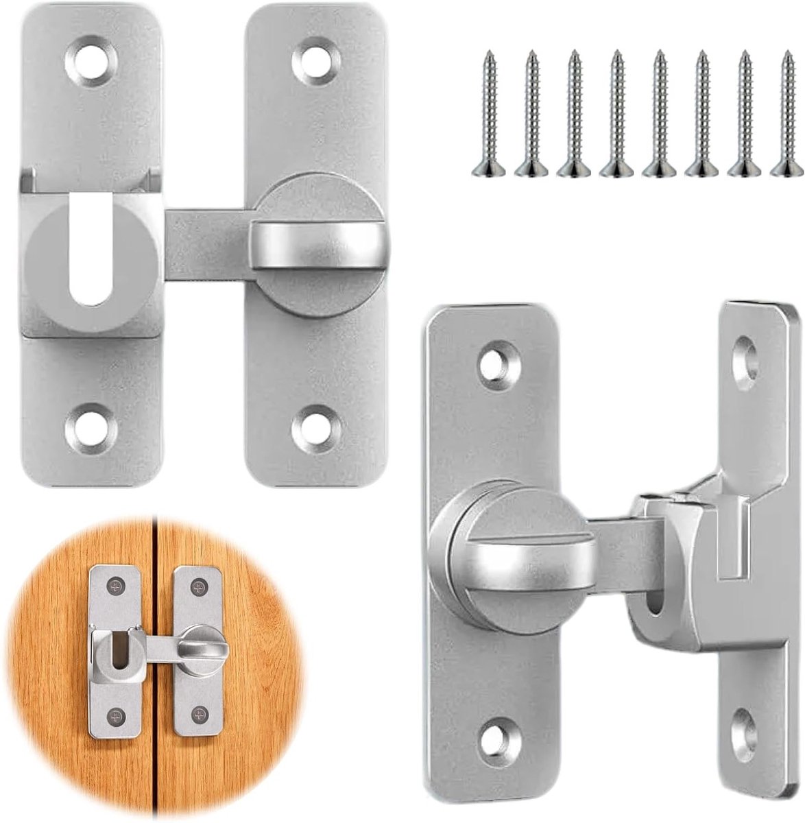 Robuuste Aluminium Schuifdeur Slotset - 2-in-1 Haakslot voor Schuifdeuren, Kasten en Ramen, Veiligheid en Gemak