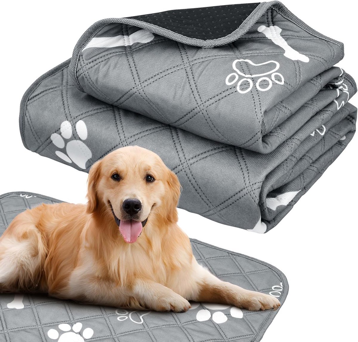 Set van 2 Wasbare en Herbruikbare Puppy Training Pads - Waterdichte en Sneldrogende Matten voor Honden, Ideaal voor Thuis, Auto en Reizen, 60 x 45 cm en 120 x 60 cm