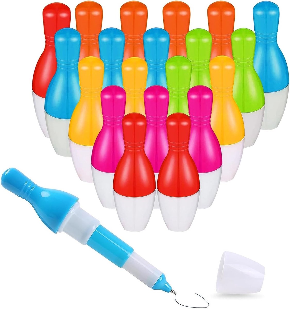Kleurige Mini Bowling Ballpoint Pennen - 20 Stuks voor Feestdecoratie en Schoolbenodigdheden, Perfecte Rollerballen voor Creatieve Projecten