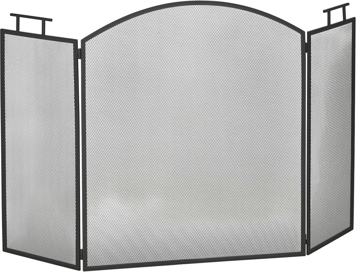 HOMCOM-Kaminschirm-Metall-128B x 2T x 76,5H cm-Schwarz