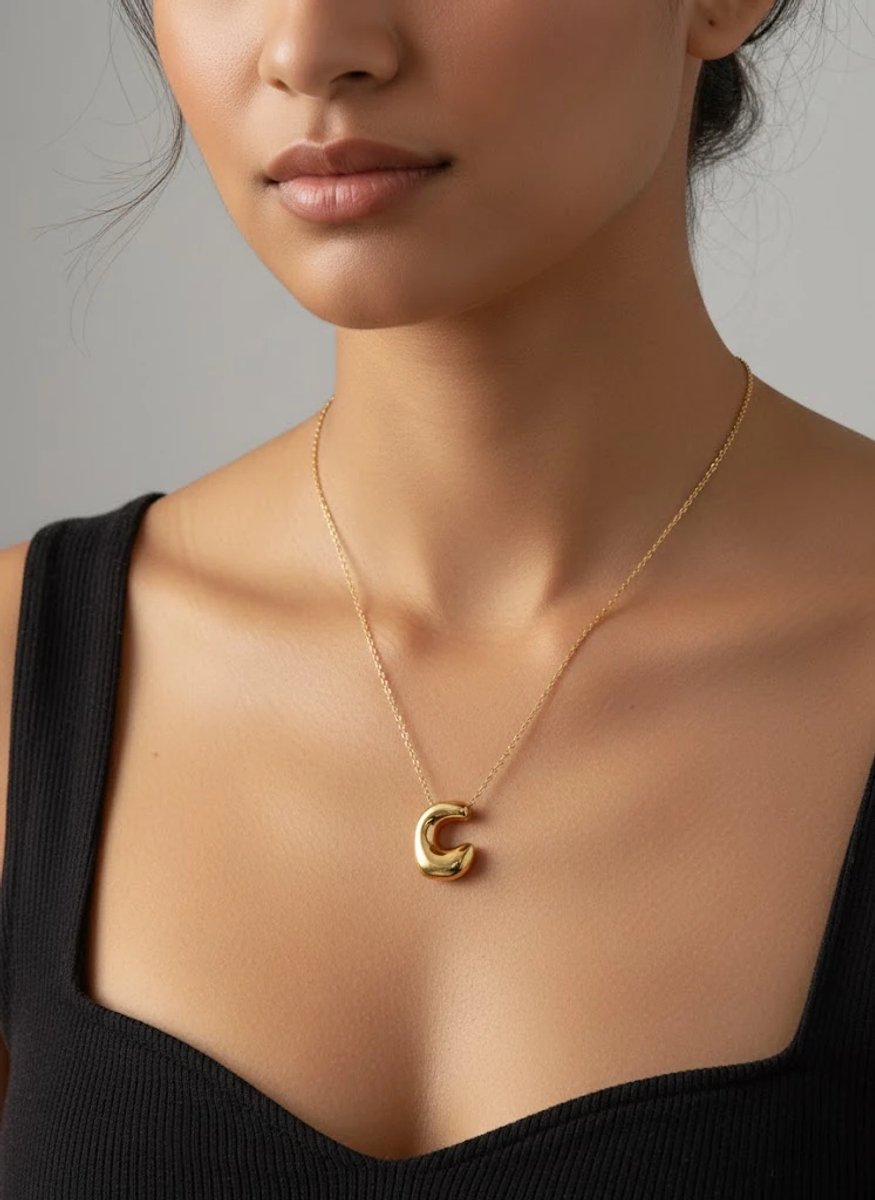 Dorvina 316L Staal Verkleurt Niet Hypoallergeen Duurzaam Sieraad Goudkleurig Balon Model Letter C Letter Dames Ketting