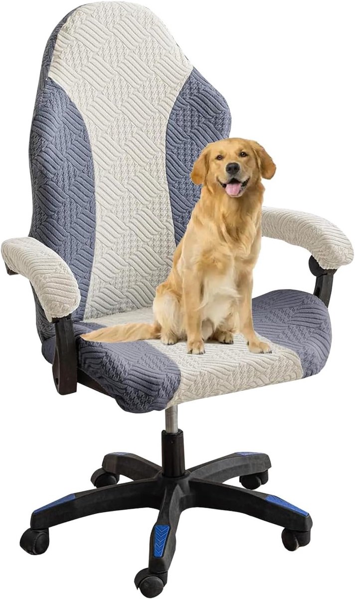 Verstelbare Gaming Stoelhoes voor Kantoorstoelen - Hoog Elastisch, Wasbaar en Antislip - Bescherming voor Draaiende Stoelen (Beige)