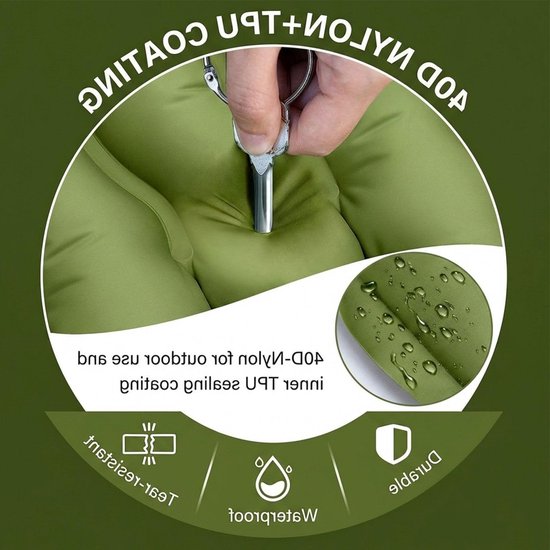 Ultralight Campingmat voor Volwassenen en Kinderen, Compact Opblaasbare Isolatiemat voor Buiten, Ideaal voor Hiking en Strandactiviteiten van Merkloos — afbeelding 2