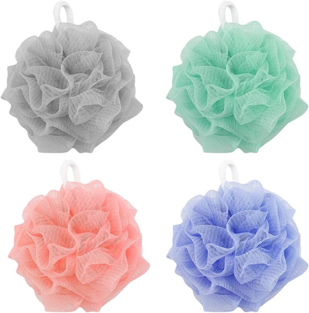 Zachte en Duurzame Bad Sponsen - 4 Stuks Mesh Douche Sponsen voor Effectieve Lichaamsreiniging en Massage