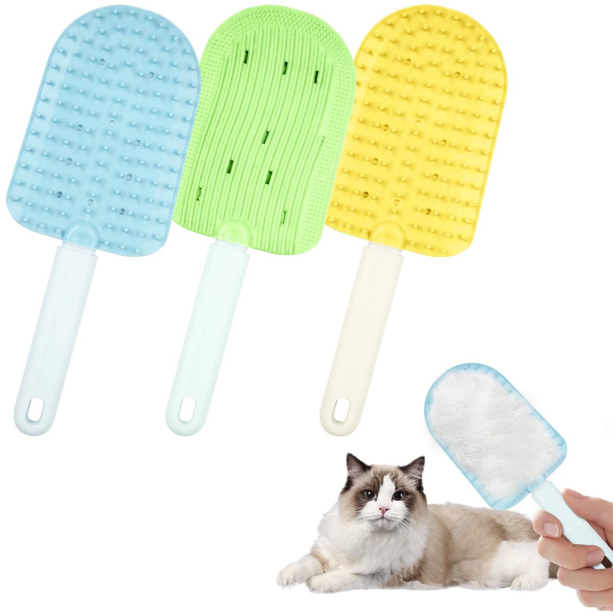 carmdering - Hondenborstel - Kattenborstel - Hondenkam - Slicker borstel - TRP, zacht, verwijdert losse haren - Klitvrij, makkelijk schoon te maken - Set van 3, ideaal voor huisdieren en meubels - Perfect cadeau voor huisdiereigenaren
