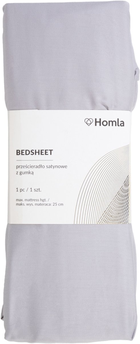 HOMLA - Bed Sheet - 140x200 cm - Grey Satin