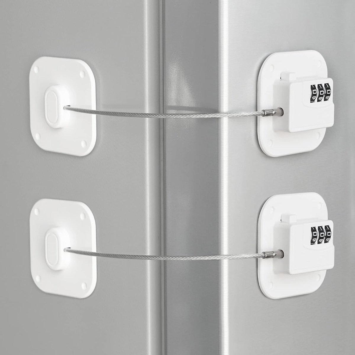 Set van vier koelkastsloten met 3-cijferig combinatieslot, eenvoudig te installeren, hoogwaardig vrieskastslot, kindveilig kastslot, geschikt voor koelkasten, lades, kledingkasten en ramen.