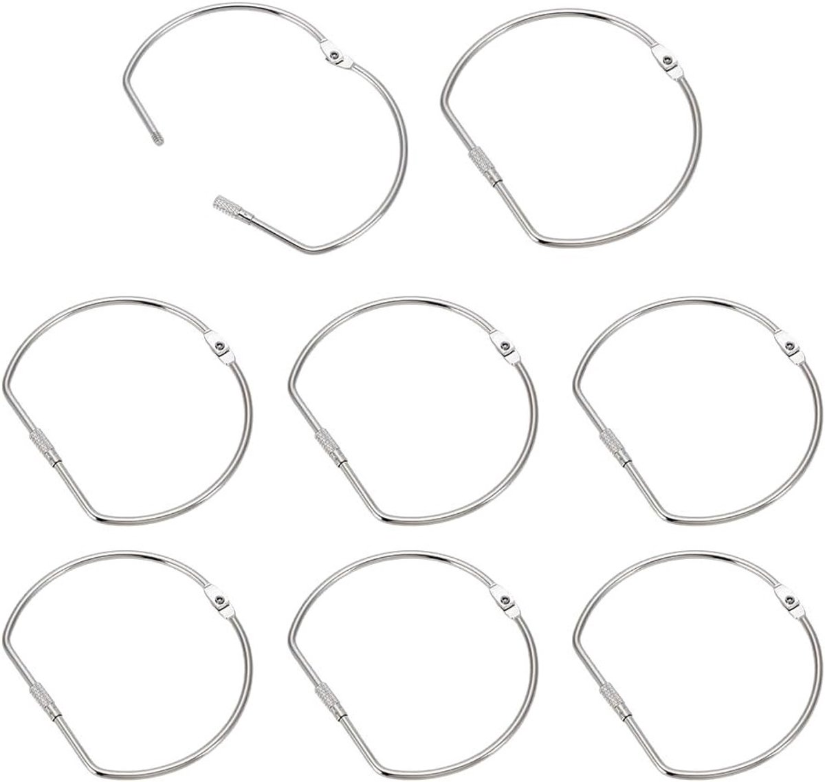Set van 8 D-vormige metalen bindringen van 10 cm voor mappen, losse vellen en kantoorboeken