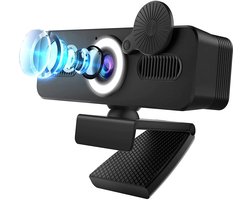 1080P HD Webcam met Microfoon – 120° Groothoek – USB Aansluiting – Met Verlichting – Zonder Stuurprogramma – Geschikt voor Opnames, Bellen, Vergaderingen en Gamen – Geschikt voor Windows & iOS
