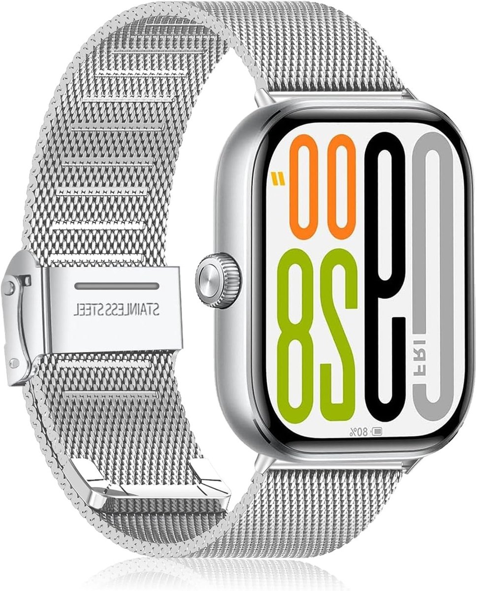 Ademende Vervangarmband voor Xiaomi Redmi Watch 4 - Geweven RVS Mesh Horlogeband voor Mannen en Vrouwen, Zilver Kleur, Duurzaam en Comfortabel