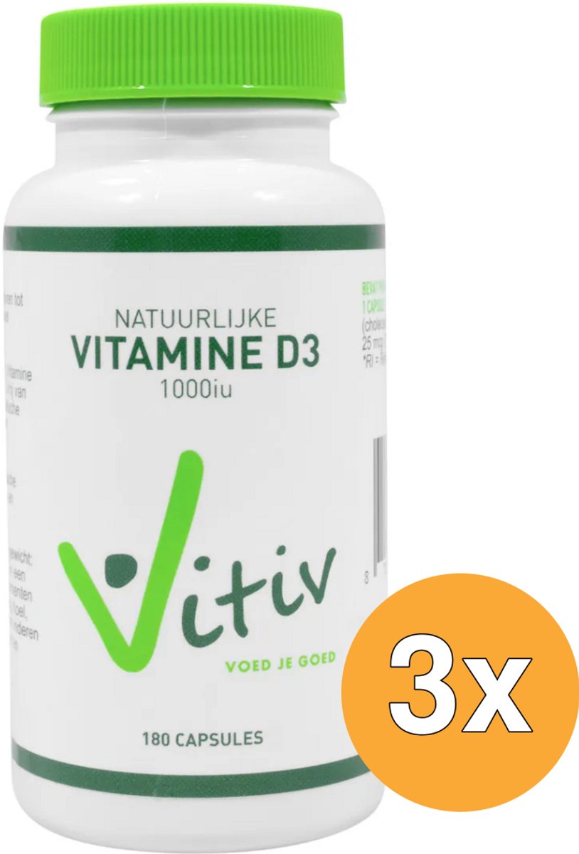 3x Vitiv Vitamine D3 1000iu (180 capsules)