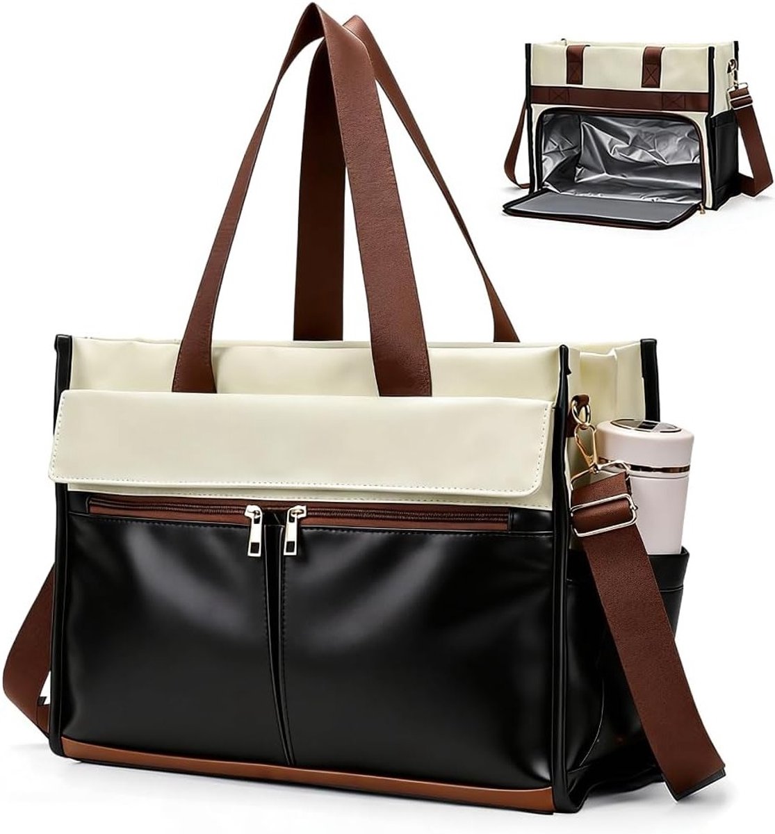 Vrouwen Lunchtas en Laptoptas 15.6 Inch, Geïsoleerde Compartment, Waterdicht voor Werk en School, Perfecte Cadeau voor Docenten