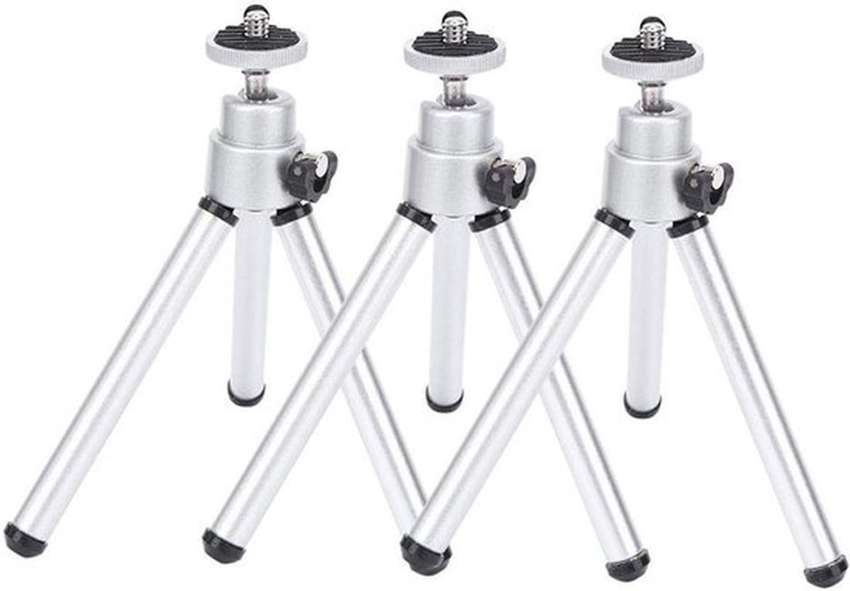 Mini Telescoopstatief van aluminiumlegering, 3 stuks, opvouwbaar outdoor statief, zilver, voor camera