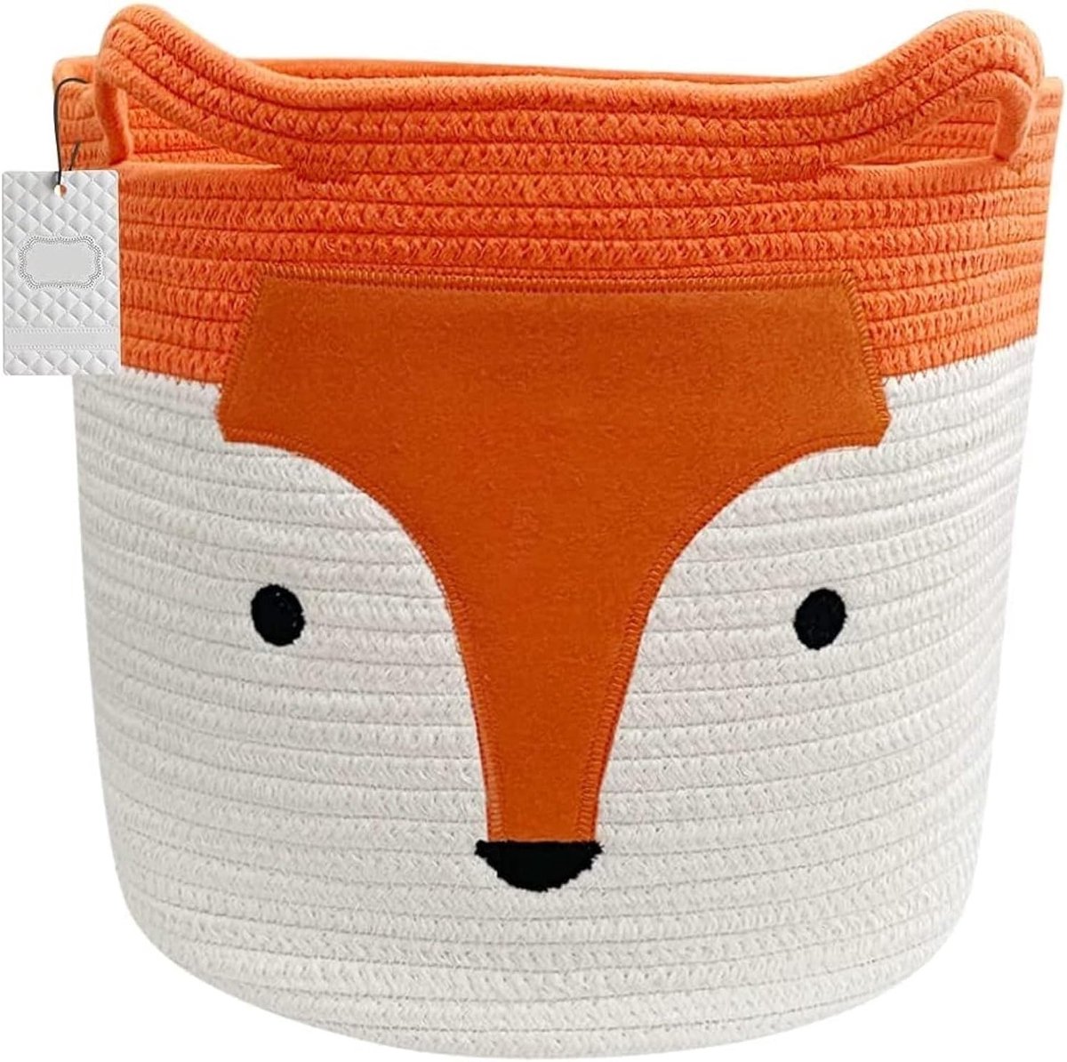 Vouwbare Opbergmand met Schattige Vos, Katoenen Touw, Ideaal voor Kinderkamers en Speelgoed, 35cm x 32cm