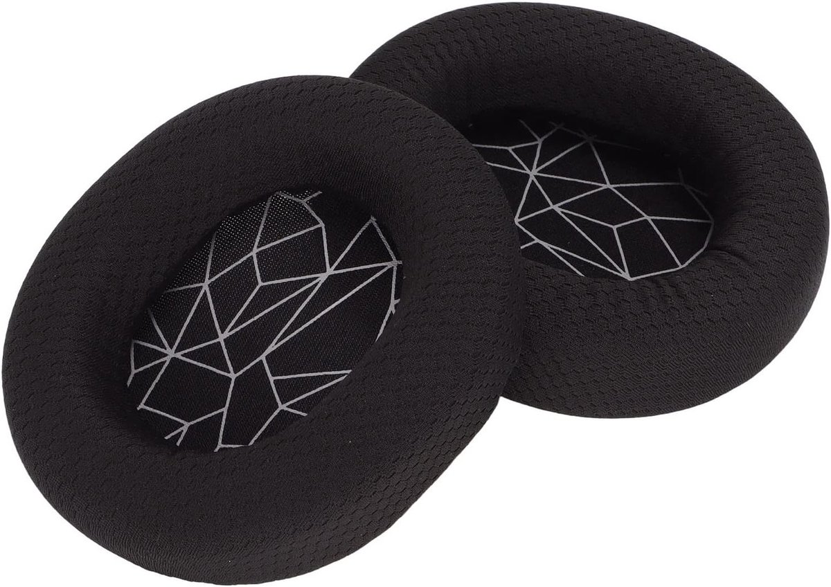Comfortabele Oorkussens van Geheugenfoam voor Over-ear Hoofdtelefoons - Zwart met Witte Bedrukking, Ideaal voor Geluidsisolatie en Langdurig Gebruik
