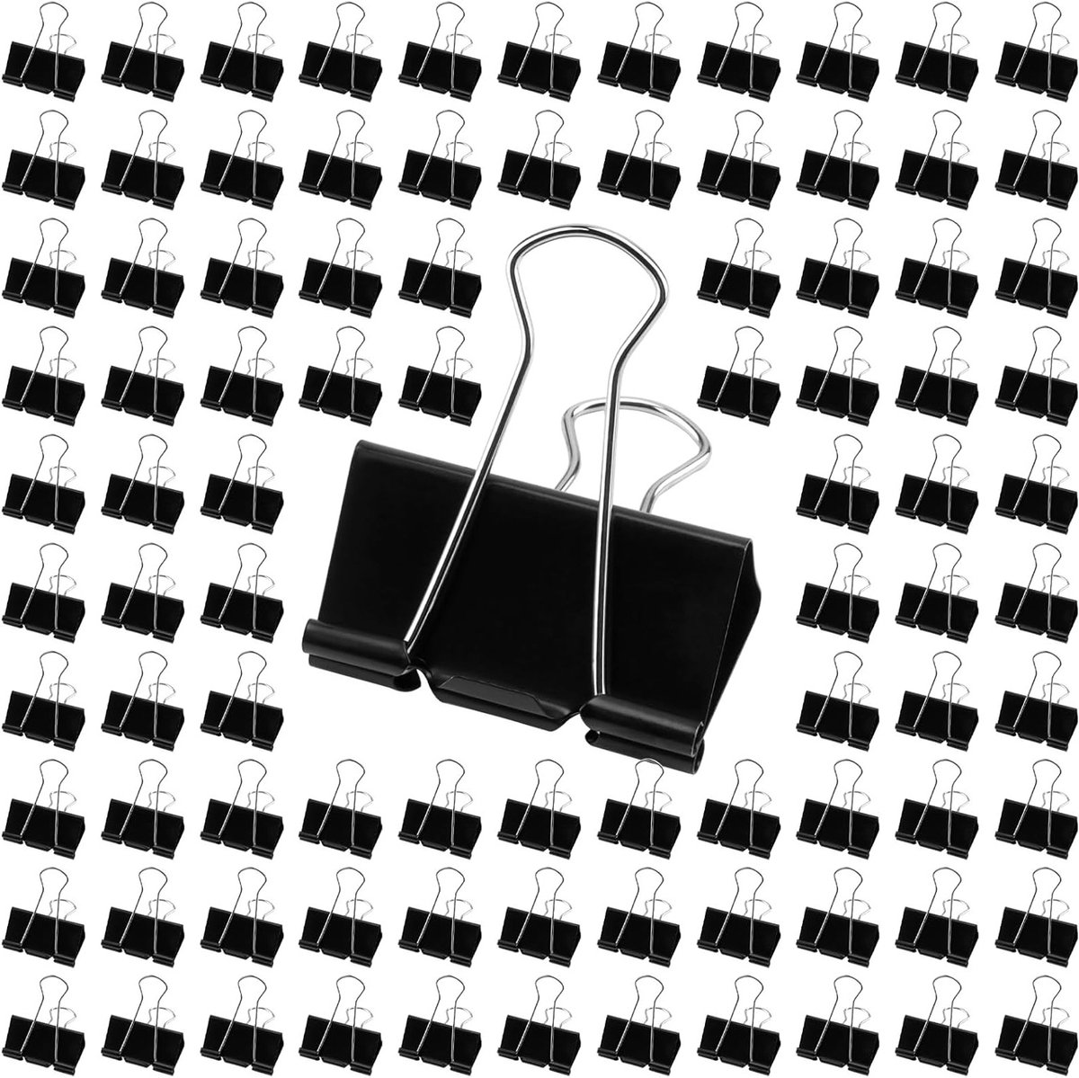 192 stuks metalen bulldog clips van 25 mm, zwarte bindmiddel clips voor kantoor, school en thuisgebruik