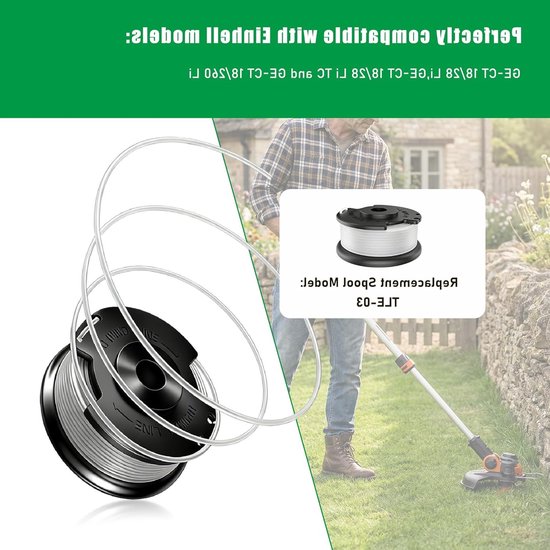 Set van 4 vervangende spoelen voor draadtrimmer, geschikt voor accu grasmaaier, draadspoelen voor tuinonderhoud en graskanten trimmen — afbeelding 2