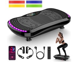 DIMICO - Trilplaat Fitness - Home Gym - Vibratie Plaat - Spier Trainer - 9 Programma’s & 200 Niveaus – Inclusief Weerstandsbanden & Afstandsbediening – Max 200KG