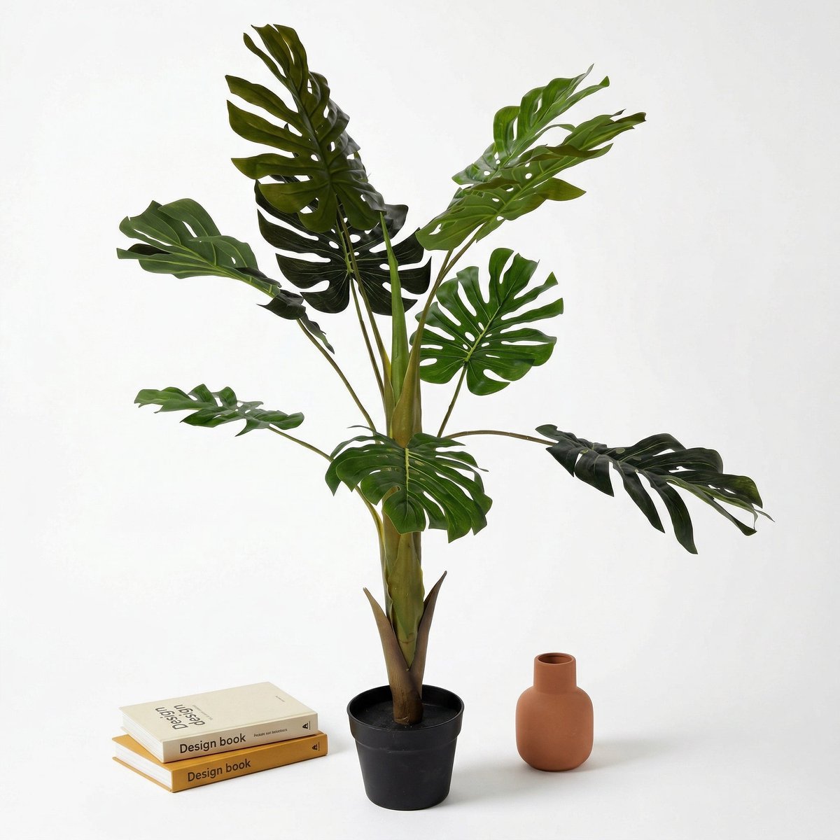 Cheqo® Kunstplant Monstera - Gatenplant - Monstera Deliciosa - Nepplant - Kunst Monstera - Namaak Monstera - voor Binnen - Kamerplant - Decoratie - Kantoorplant - Sfeerplant - Tropisch