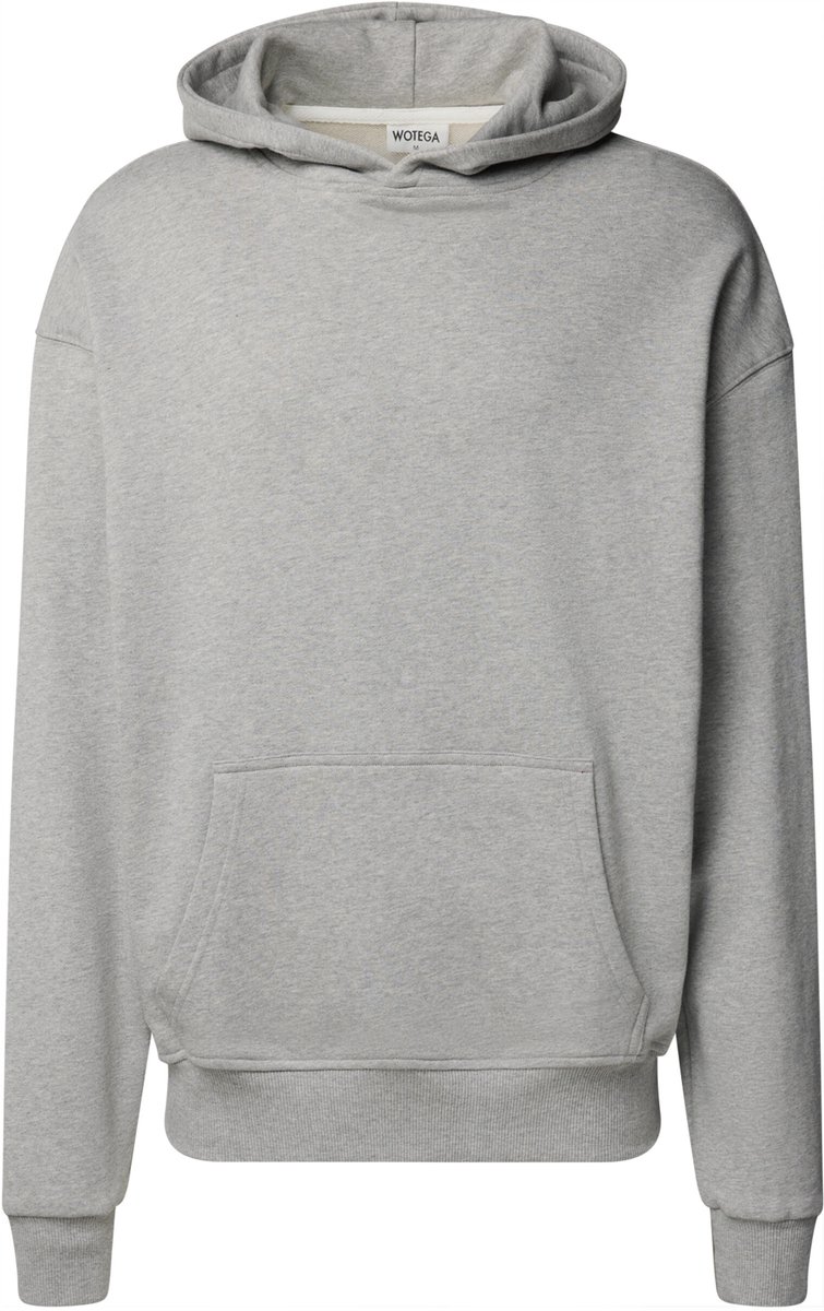 WOTEGA Heren Hoodie VibeHood – Oversized Fit – Katoen – Zilver – Melange & Kangoeroezak