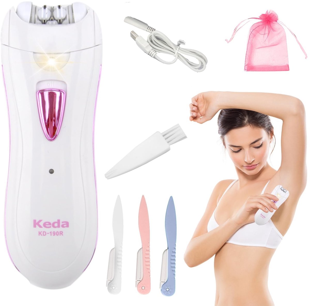 Allecto - Mini Epilator voor Vrouwen - Voor Gezicht, Lichaam en Bikinilijn met LED Verlichting