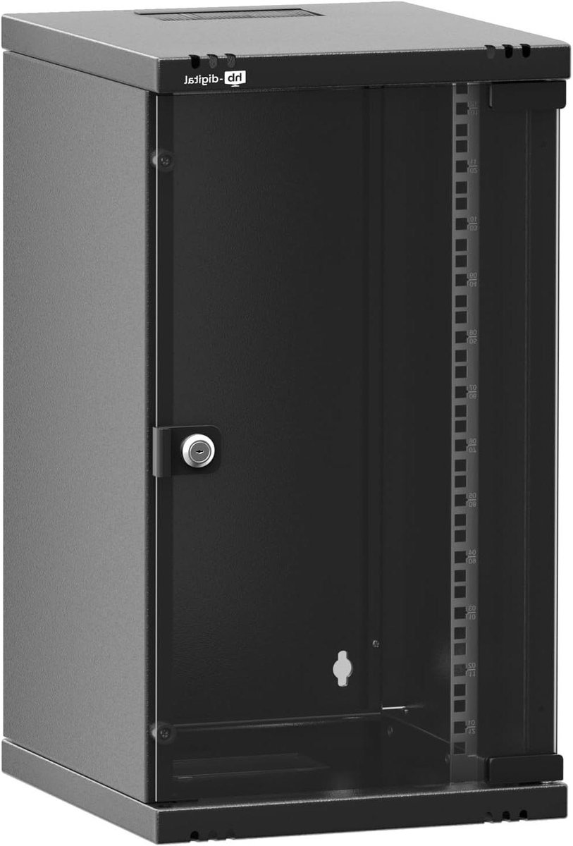 Netwerkkast 10 Inch - Serverkast Wandmontage - Apparatuur Beveiligen - Afsluitbare Glazen Deur - 12 HE 300mm Diep - Zwart