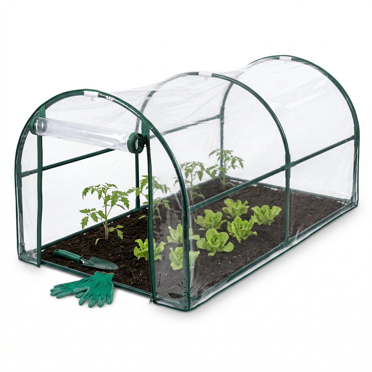 Lomera Kweekkas - Tunnelkas - Broeikas - Tuinkas - Foliekas - Kweektunnel - Folietunnel - Kas - Plantenkas - Kweektent - Tomatenkas - Tunnelserre - Serre - Tuintunnel voor Moestuin met Rits voor Groenten en Kruiden - Hobbykas - Tuin
