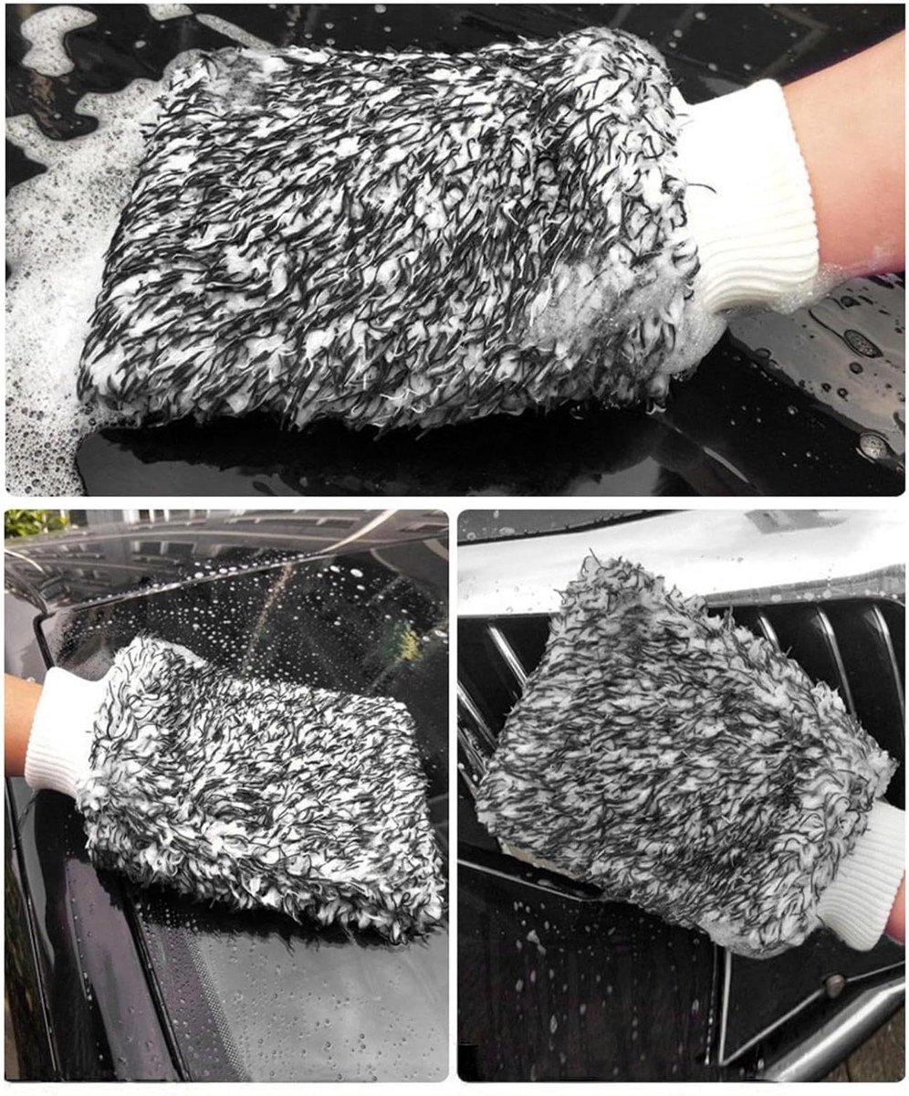 autowashandschoen Dubbelzijdige, dikke, pluche microvezel autowashandschoenen, waterabsorberende koraalfleece reinigingshandschoenen voor het wassen van de auto Microvezelhandschoen
