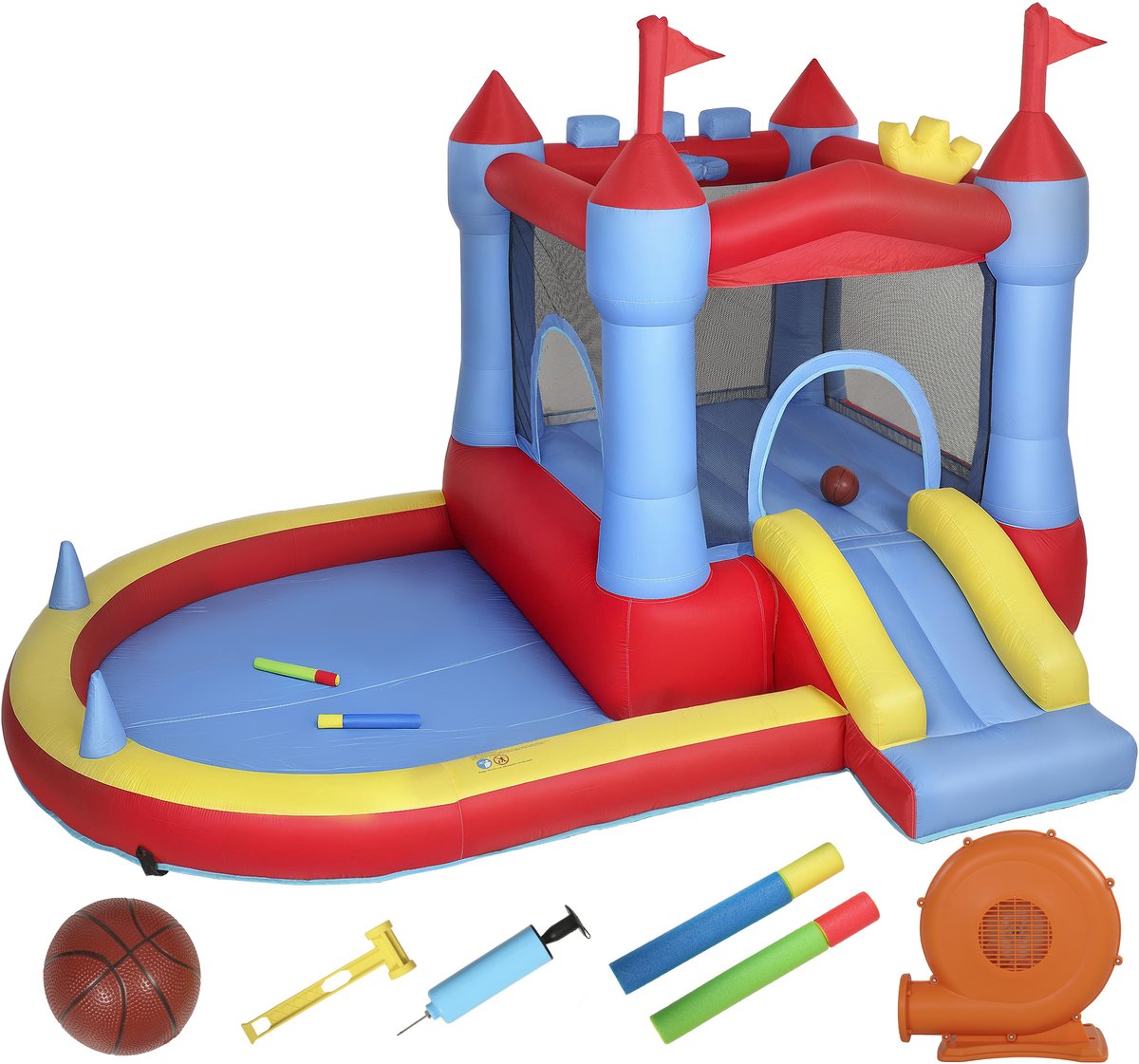 Springkasteel - Met glijbaan - Voor kinderen - 3-8 jaar - 342L x 255B x 209H cm