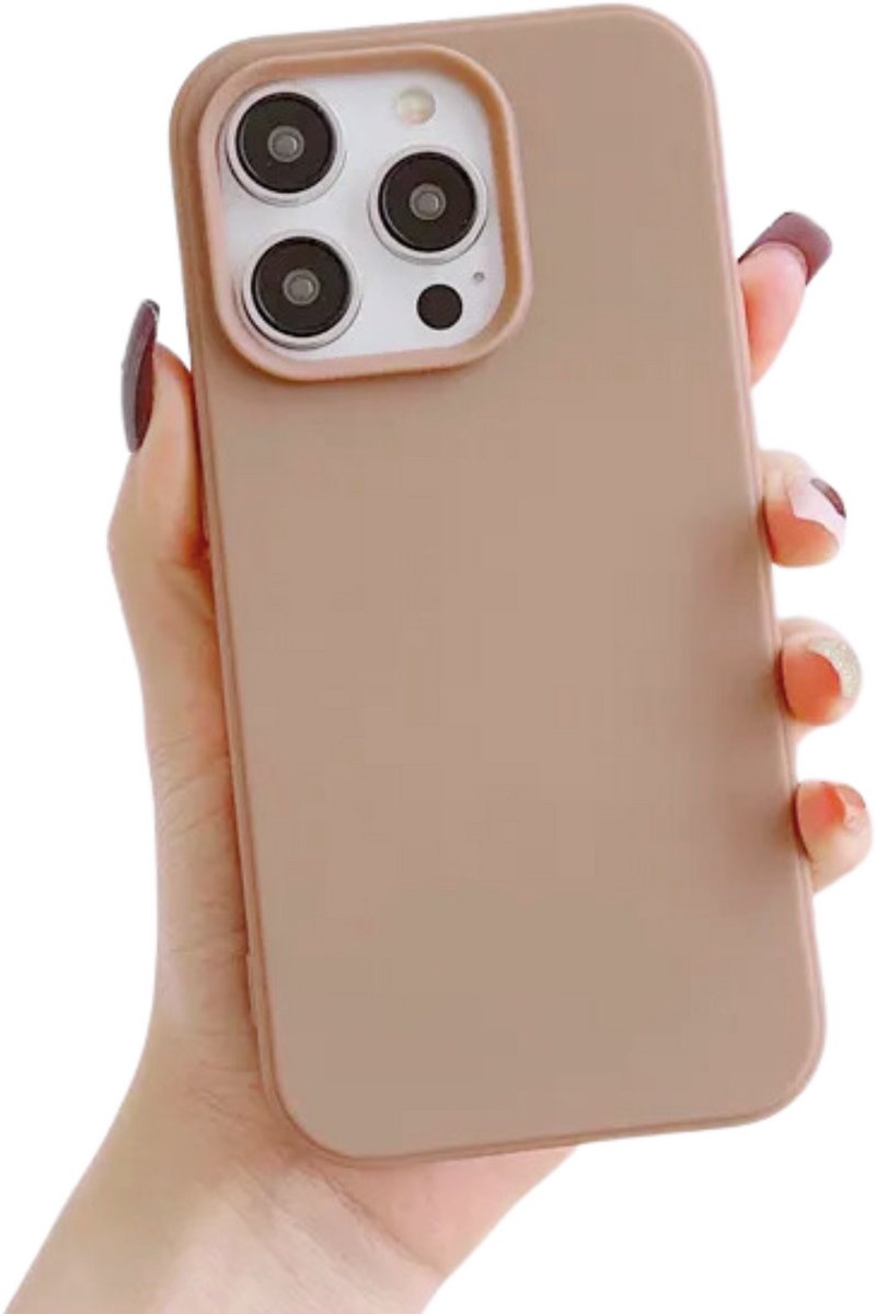 Soft Touch Hoesje - Geschikt voor Apple iPhone 15 Pro - Bruin - Stevig Shockproof TPU Materiaal - Zachte Coating - Siliconen Feel Case - Back Cover