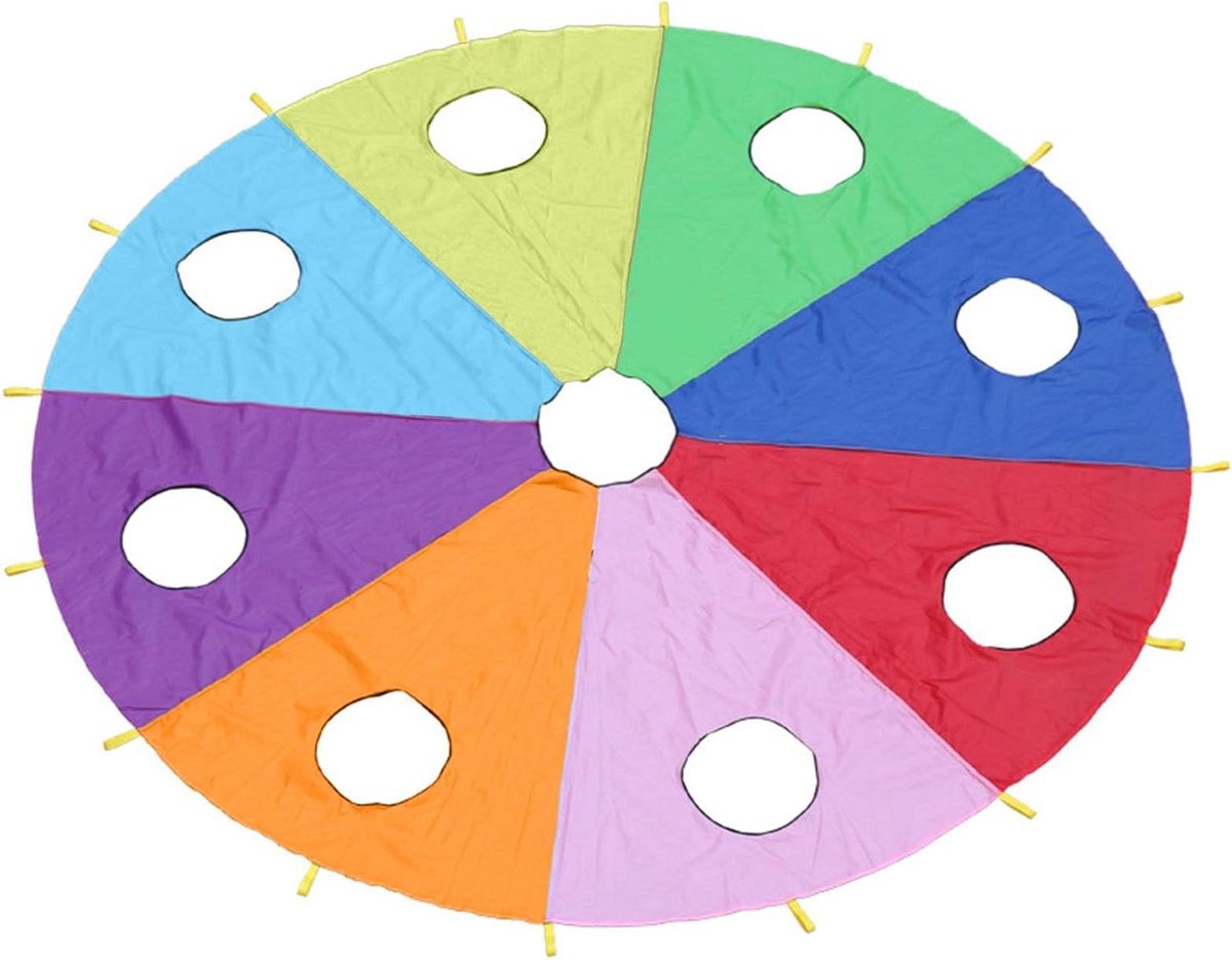 Parachute Mol Spel - Buitenspeelgoed - Coöperatief Spelen - 9 Gaten Ontwerp - 38x28x7 cm - Levendige Kleuren