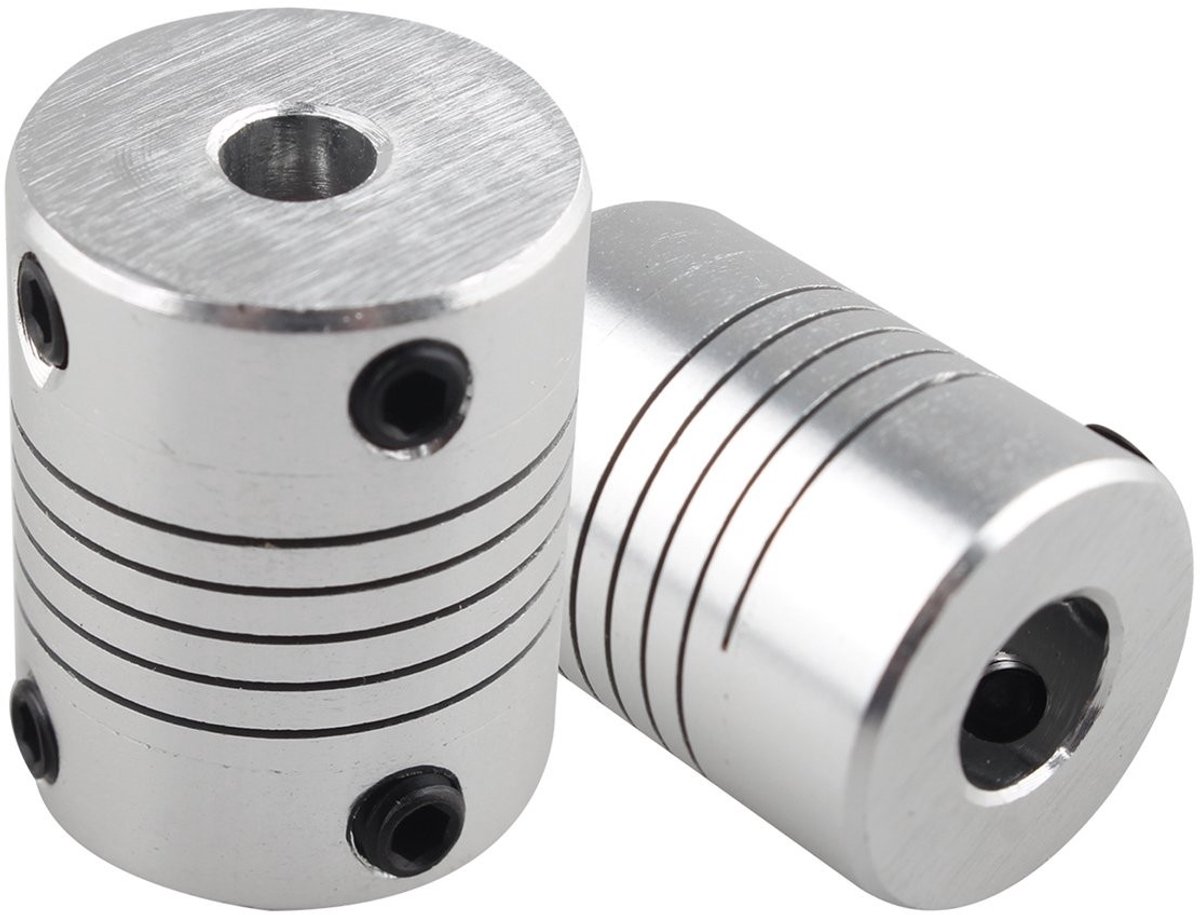 2 Stuks Flexibele Koppelingen voor Stappenmotoren 5mm naar 8mm - Compatibel met 3D Printers en CNC Machines
