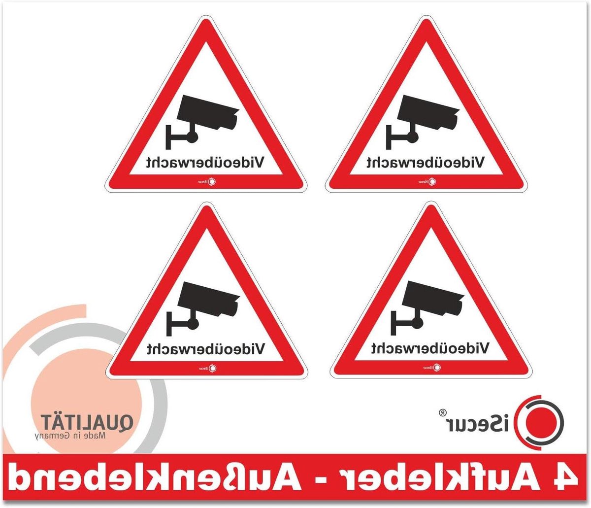 Videobewaking Stickers - Waarschuwingsstickers - Afschrikking Inbrekers - UV- en Weerbestendig - 5 cm Hoogte - Rood Wit