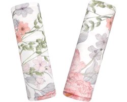 Baby autostoeltje insert voor pasgeboren meisjes jongens, HNHUAMING 2-in-1 omkeerbare baby autostoel hoofd & lichaam ondersteuning, extra zacht baby auto zitkussen, roze bloemen