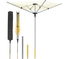 Droogmolen voor buiten - Wasrek staand - Grote hoeveelheden drogen - 50 meter waslijn - 168x13x180 cm - Zilvergrijs