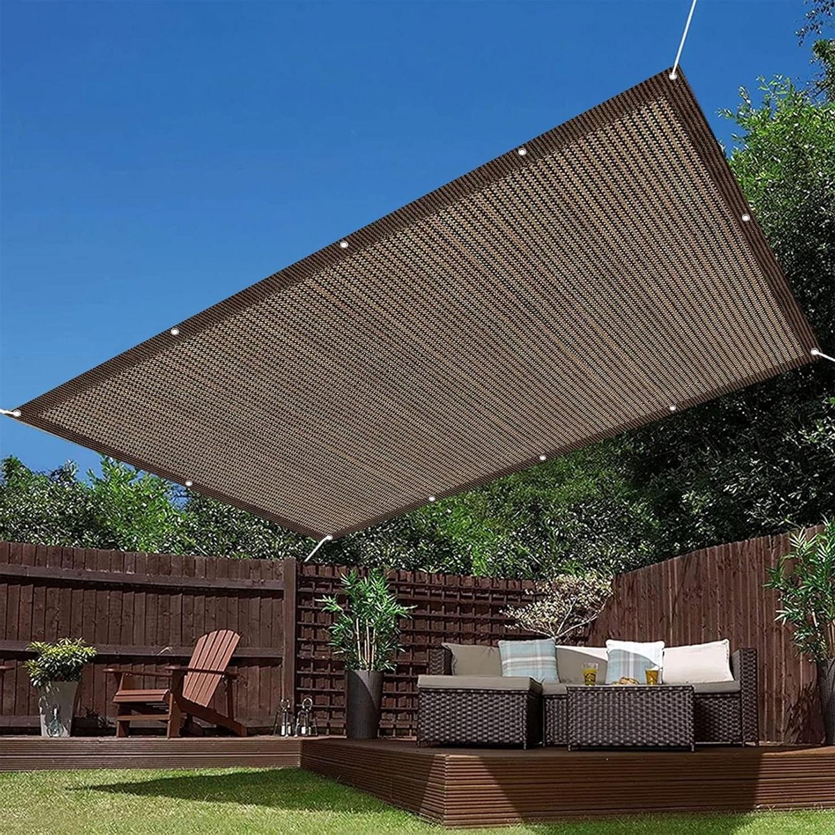 Tuinzonnescherm Rechthoekig - Schaduwdoek Terras - Buiten Zonnen - Ademend HDPE Materiaal