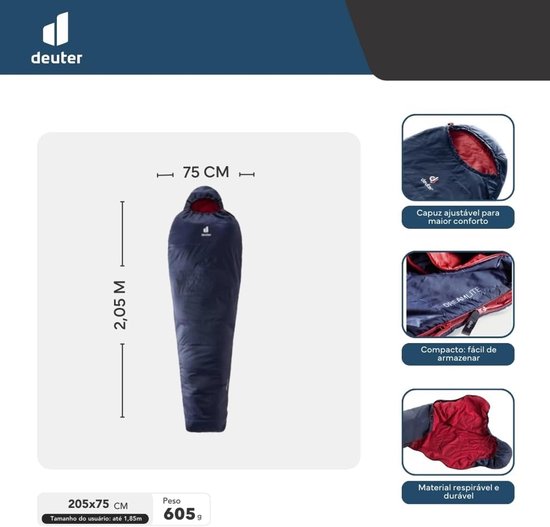 Mummie Slaapzak - Kampeerslaapzak Lichtgewicht - Kamperen en Wandelen - Zeer Klein Verpakkingsformaat - 185 cm - Navy Cranberry — afbeelding 4