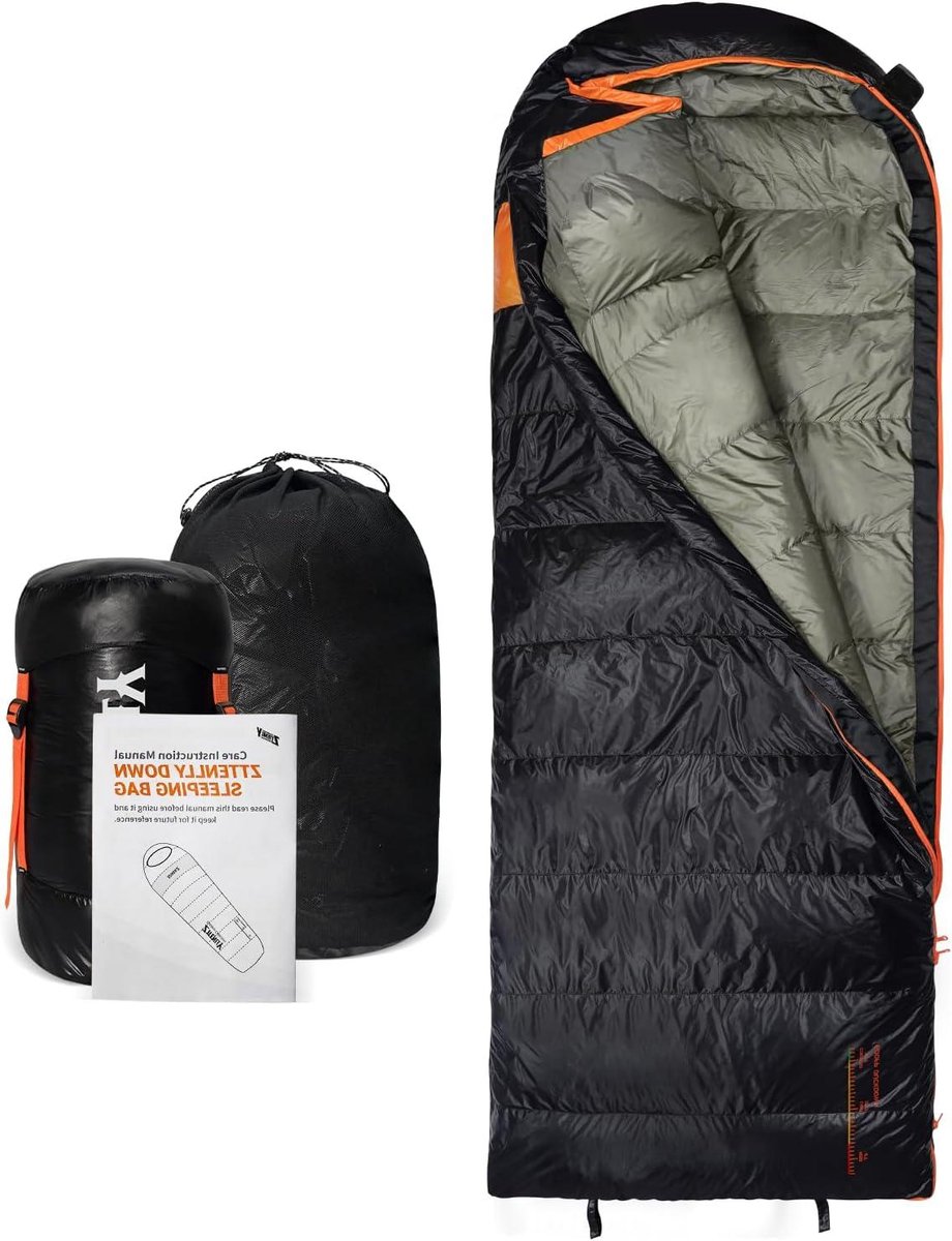 Donsslaapzak Volwassenen - Lichtgewicht Slaapzak Compact - Kamperen Backpacken Wandelen - Semi-rechthoekige Vorm - Regular 1.5kg - Blauw