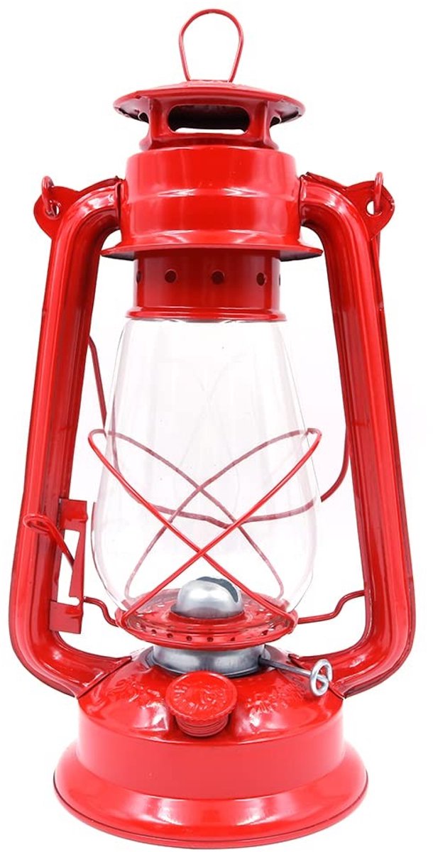 Allecto - Vintage Stormlanternaard Kerosine Lamp - Retro Tafel Verlichting voor Tuin en Camping - Rood