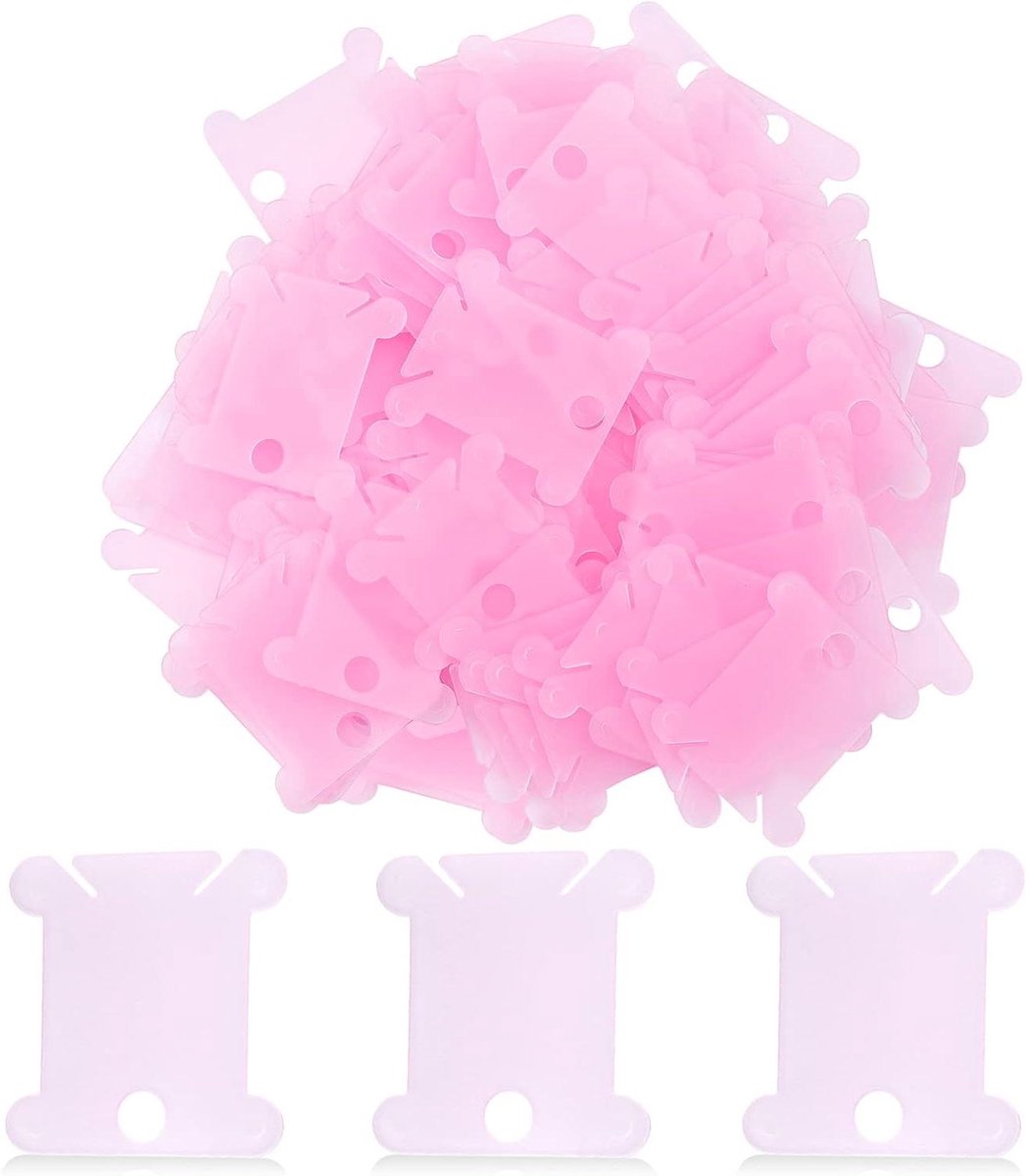Plastic Floss Spoelen - Garen Wikkel Kaarten - Kruissteek Organisatie - Glad Stevig Materiaal - 100 Stuks - Roze