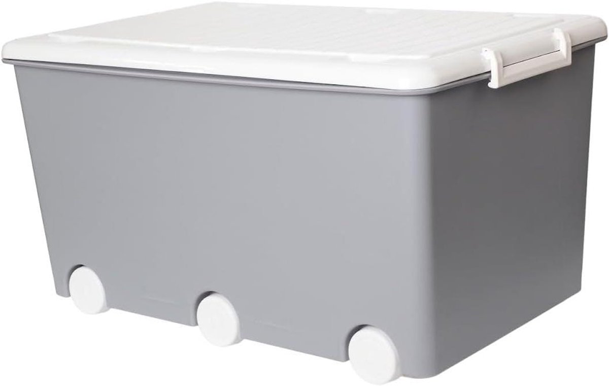 Opbergdoos met Wielen - Speelgoedkist Container - Kinderkamer Organiseren - Stapelbaar 60 Liter - 57x36x31 cm - Grijs