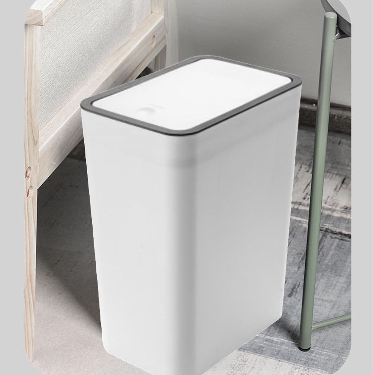 Badkamer Prullenbak - Vuilnisbak Toilet - Geurvrij Afval - Afgesloten Drukdeksel - 11 Liter - Wit