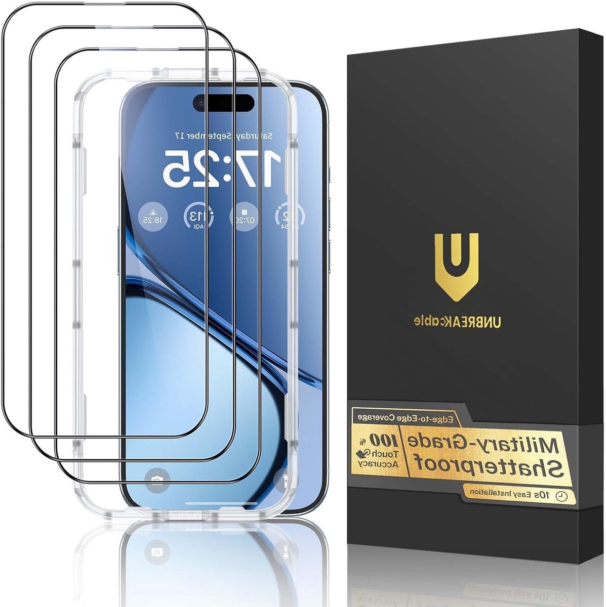 Tempered Glass Screen Protector voor iPhone 15 - 6.1 Inch - 3 Pack - Volledige Bedekking, 9H Hardheid en Eenvoudige Installatie
